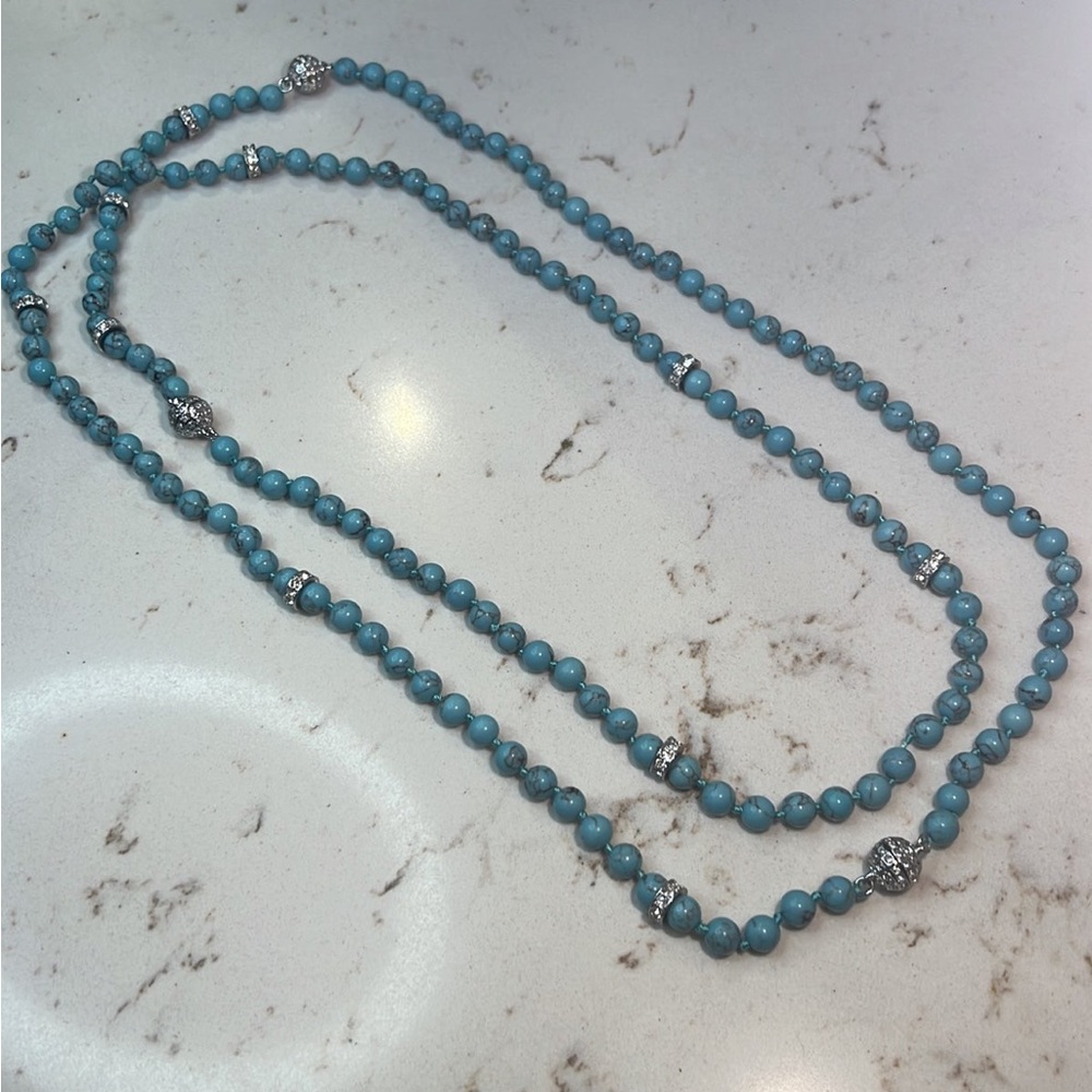 NWOT Chloe + Isabel Turquoise and Rhinestone Convertible Necklace